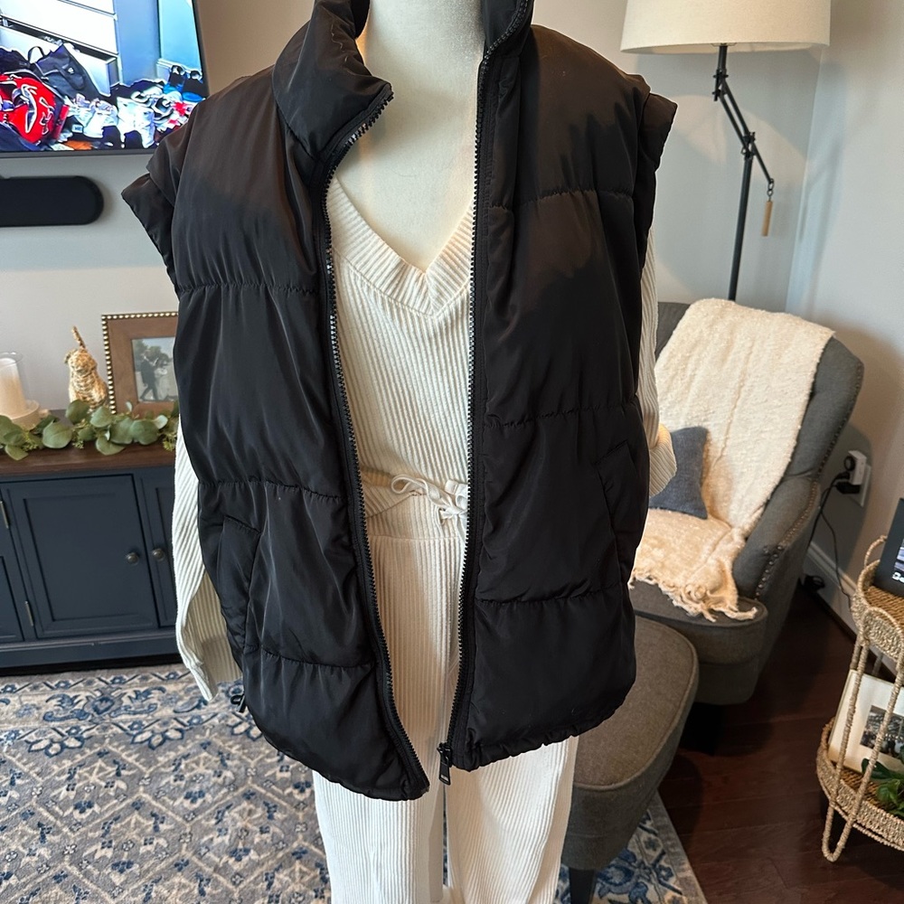 Divided Black Puffer Vest